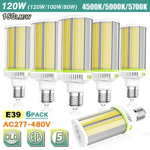 6Pack 600W Eq. LED Corn Light Bulb 120W 480V Warehouse Garage Factory Barn Lamp - Picture 1 of 15