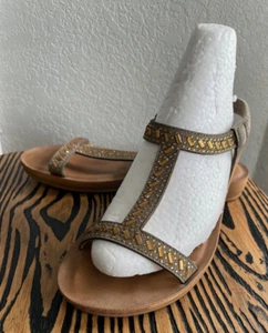 Daisy Fuentes Flat Sandals Elastic Back Rhinestones Bling Sparkle Women Size 5.5 - Picture 1 of 8