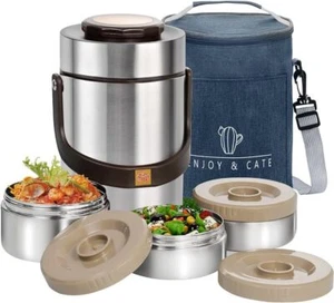 67-Oz 3 Tier Stainless Steel Vacuum Insulated Food Jar Hot Food Container Boxes - Picture 1 of 24