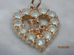 DIOR ZIP PULL 24X20MM gold tone, mint green CRYSTALS THIS IS FOR 1 heart - Picture 1 of 3