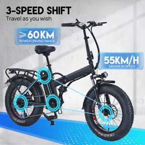 1500W Electric bike Folding 48V Motorcycle Mountain bike Offroad 20" LCD E-bike - Picture 1 of 17