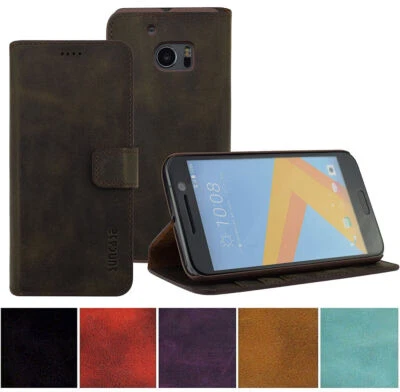 Cover In Vera Pelle Per Smartphone Design Libro Per HTC 10 - Immagine 1 di 4
