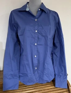 G H Bass & Co Women’s Blue Stretch Button Up Blouse Size XL Retail $46 - Picture 1 of 4
