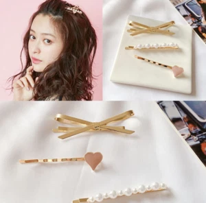 3pc/Set Fashion Women Girls Pearl Hair Clip Cute Bowknot Barrette Hair Pins - Picture 1 of 4