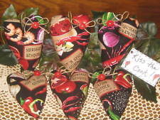 New Orleans Decor 6 Cajun Cooking Fabric Hearts Handmade Kitchen Bowl Fillers 