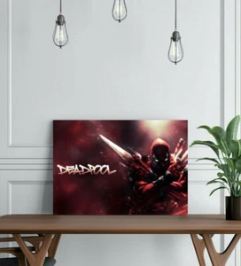 DEADPOOL 5-FRAMED CANVAS WALL ART COMIC SUPERHERO PICTURE PAPER PRINT- RED - Picture 1 of 12