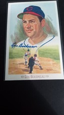 Lou Boudreau Signed Perez Steele Celebration Post Card With COA 