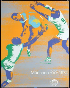 Munich Olympics Poster Volleyball Players Wall Art - 12X16/16X20/18X24/24X36 - Picture 1 of 11