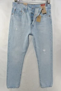 New Levi's 501 S Skinny High Rise Distressed Light Blue Jeans Womens Size 28x28 - Picture 1 of 10
