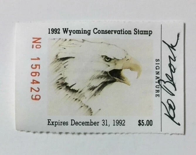 1992 Wyoming Conservation Hunting Fishing License Tag Stamp - Image 1 of 1