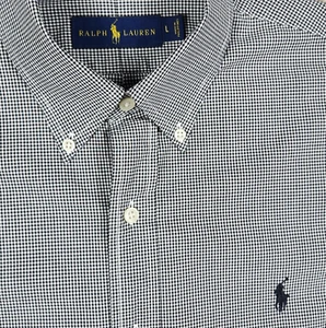 Ralph Lauren Shirt Long Sleeve Oxford in Black Gingham Check Size L - Picture 1 of 6