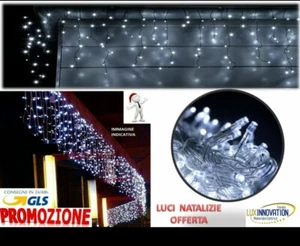 Tenda Luminosa Natalizia NATALE LUCI CASCATA BALCONE 480 LED BIANCO 8 METRI - Foto 1 di 5
