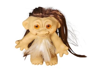 Vintage 60's 7" Dam-Era Rootie-Bearded Troll, Orange Spiral Eyes - Picture 1 of 9