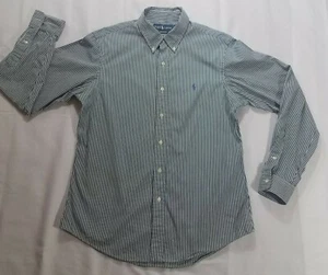 Camisa de Vestir Ralph Lauren Lrg Ajuste Personalizado Botones Verde Blanco Pin Rayas Usada en Excelente Condición - Imagen 1 de 7