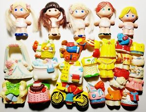Vintage 1979 Knickerbocker Dolly Pops Toy Lot 5 Figures 22 Outfits Clothing Set
