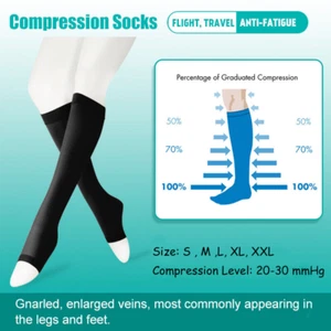Women Men Medical Compression Socks Knee High Support Hose Varicose Stockings - Picture 1 of 12