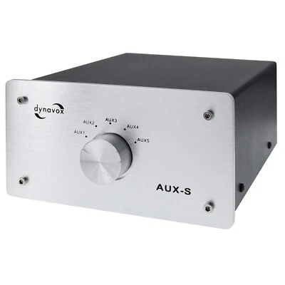 Dynavox AUX-S HiFi Eingang Umschalter Silber, Eingangs-Erweiterung mit 5 x Cinch - Bild 1 von 4