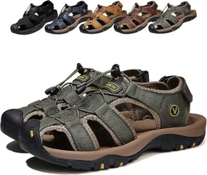 Herren Sport Sandalen Wandern Geschlossene Zehe Leder Wasser Schuhe Leicht Trail Walki - Bild 1 von 7
