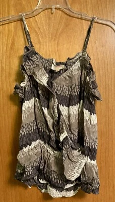 Top camisero Parker 100 % seda gris patrón talla Xs Foto 1 de 4