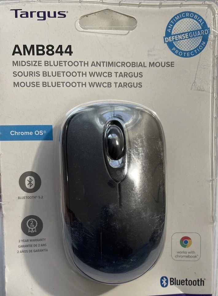 New Targus Mouse AMB844 Multi-Device Compact Bluetooth 5.2 AntiMicrobial Black - Image 1 of 4