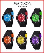 Madison New York Black Line Women's Unisex Rubber Colored Silicone Watch