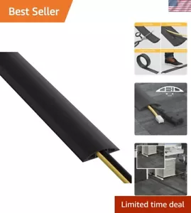6ft Black Cord Cover with Non-Slip Base - Durable Cable Management Solution - Picture 1 of 10