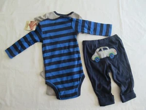 NEW 3 piece Baby Boy Bodysuit Pants Set Size 6 M Month Grey Blue Daddys Sidekick - Picture 1 of 11