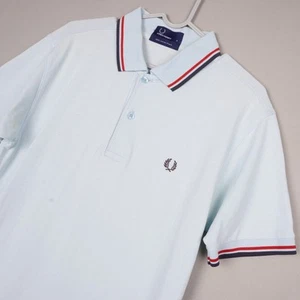 Fred Perry Polo Shirt Mens Small Blue Twin Tipped Short Sleeve Pique Mod Retro - Picture 1 of 10