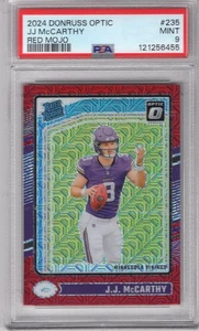 J.J. MCCARTHY 2024 DONRUSS OPTIC RED MOJO PRIZM RATED ROOKIE RC #235 PSA 9 MINT - Picture 1 of 2