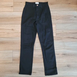 Doen Women's Lena Denim High Waisted Ankle Length Straight Leg Jeans Black 25 - Picture 1 of 18