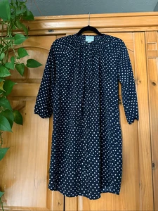 Maeve Smocked Neck Polka Dot Dress Blue White Small - Picture 1 of 10