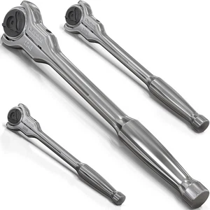 90T Schwenkkopf Ratschenschlüssel Set, 3 Stück, Chrom Vanadium Stahl, 270 Grad... - Bild 1 von 8