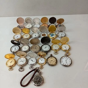 Job Lot Assorted Pocket Watches Quartz Untested Various Sizes & Designs - Picture 1 of 10
