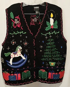 Vintage Design Originals Studio HOHOHO Weihnachten Pullover Weste Damen XL schwarz  - Bild 1 von 6