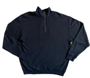 Pullover Jamaica Jaxx Para Hombres Azul Marino Mezcla Seda 1/4 Cremallera Manga Larga Calce Regular L - Imagen 1 de 9
