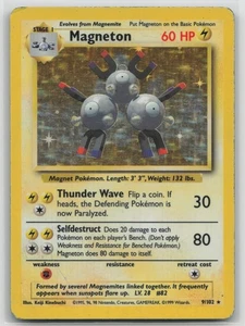 Pokemon Card Magneton Holo Rare Base Set 009/102 MP - Picture 1 of 2