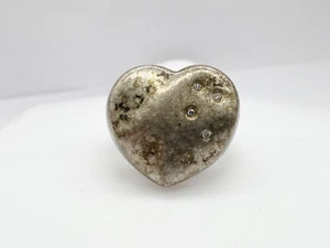 VINTAGE MASSIVER SILBER JOHN ROCHA DIAMANT LIEBE HERZ DAMEN RING GRÖSSE M - Bild 1 von 6