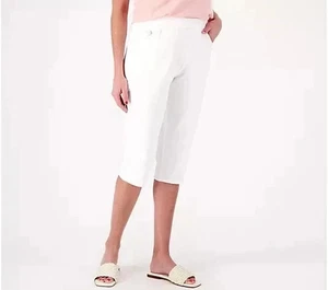 Quacker Factory DreamJeannes Pedal Pusher Pants White XL A596299 - Picture 1 of 2