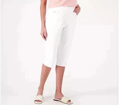 Quacker Factory DreamJeannes Pedal Pusher Pants White XL A596299 - Image 1 of 2