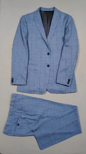 BANANA REPUBLIC X Zignone Suit Blue Plaid Men's 42L Slim 34 X 32 Surgeon Cuffs - Picture 1 of 21
