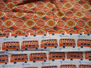 2 Vintage Fabrics Beatles HEY JUDE & Emma /Mila London Double Decker Bus yardage - Picture 1 of 9