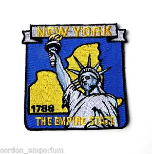 US NEW YORK STATE NAME KARTE GESTICKTER PATCH - Bild 1 von 1