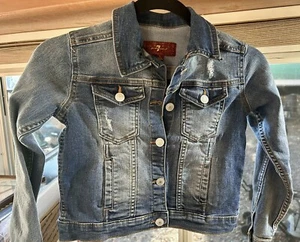 Seven For All Mankind Denim Jean Jacket Youth Girls Size 5 - Picture 1 of 7