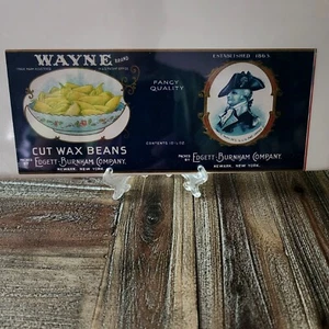 Original Old Vintage - 1920's Wayne - Cut Wax Beans - CAN LABELS - Newark N.Y. - Picture 1 of 7
