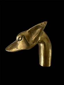 Vintage ANUBIS Dog Head Cane Handle Walking Stick Brass Egyptian God of the Dead - Picture 1 of 18