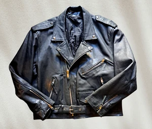 Herren lederjacke biker rock motorrad perfecto vintage 90 jahre Größe XL - Bild 1 von 11