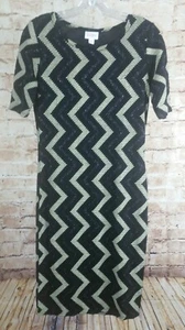 LuLaRoe Damen Kleid Julia Größe Small schwarz Glitzer Chevron Zick Zack Urlaub A - Bild 1 von 6