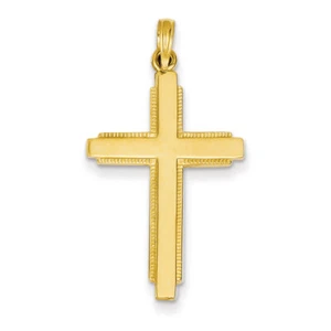 14k Yellow Gold Solid Cross Pendant C4206 - Picture 1 of 1