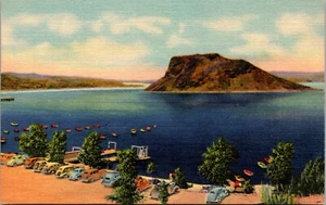 Postal de lino de Nuevo México para desembarque y Baño Playa Elefante Butte Lake Nuevo México - Imagen 1 de 2