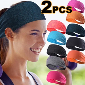 2PCS Unisex Sport Running Fitness Elastic Wicking Non Slip Athletic Headband - Picture 1 of 21